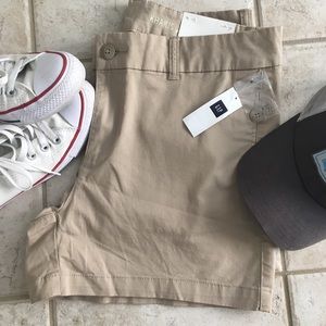 GAP khaki flat front shorts. Brand new with tags